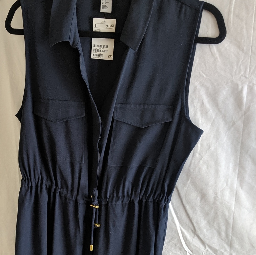 Sleeveless Navy Blue Dress